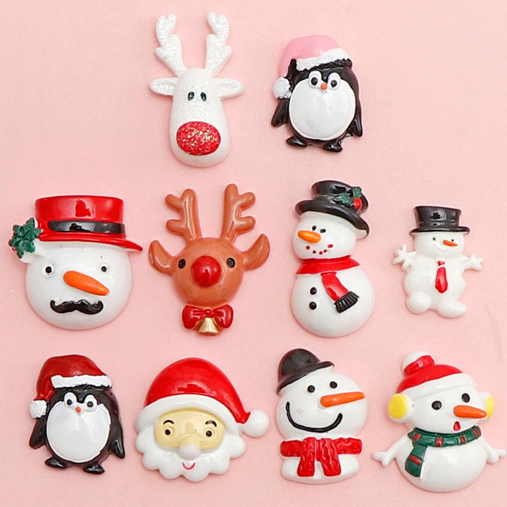 Christmas Snowman Santa Claus Resin Decoration Craft Flatback Cabochon Embellishments For Scrapbooking Diy Accessories
