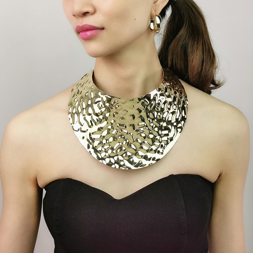 MANILAI Punk Alloy Torque Choker Necklaces For Women Maxi Jewelry Big Collar Statement Necklace Collier Femme