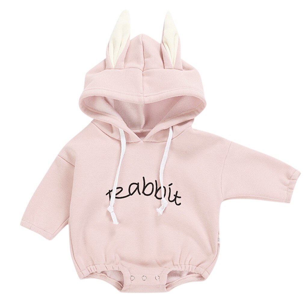 Winter Kaninchen Brief Body Todder Kind Baby Mädchen Junge Kaninchen Brief Sweatshirt Tops Strampler Pullover Body ropa de niña baby: Rosa / 12m