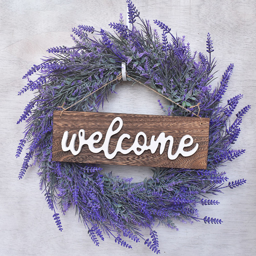 Lavender Wreath DIY Thanksgiving Day Artificial Flowers Welcome Sign Garland Furniture Decoration For Home Door