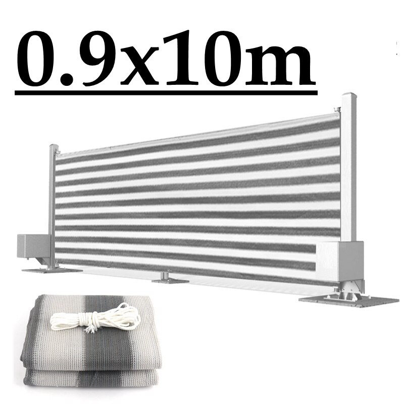 Grey Stripes Balcony Fence Screen Stair Rail Mesh Anti-UV Windproof Apartment Balcony Protection Terrace Shelter Privacy Net: 0.9x10m
