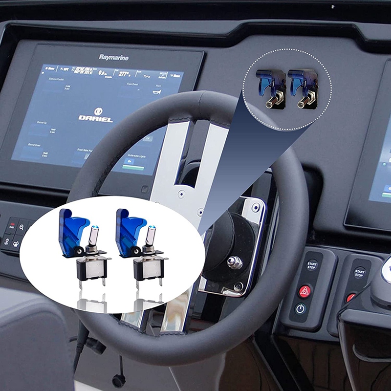 Toggle Switch,5 Pack 3Pin 12V 20A Lighted Heavy Duty Waterproof Toggle Witch with Cover,SPST ON/Off Blue LED Switch