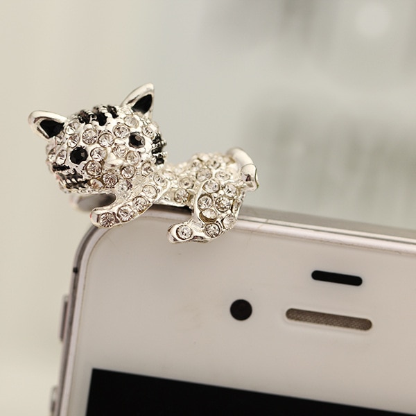 Mooie Liggen Kitty Vol Diamanten Anti Stof Plug Voor Iphone6 6 s Voor Samsung S6 Voor Xiaomi Meizu En alle 3.5mm Koptelefoon Jack Plug