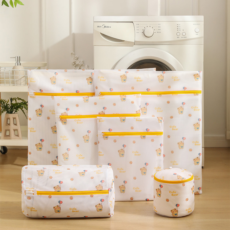 Print Cartoon Beer Waszak Badkamer Kleding Opslag Waszak Voor Wasmachine Anti-Vervorming Kleding Organizer Zes Grootte