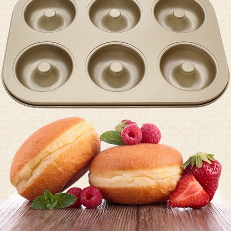 6 Pcs Carbon Staal Gouden Donut Cakevorm Bakken Pan Keuken Bakvorm Cake Bakvorm Keuken Koken Gereedschap