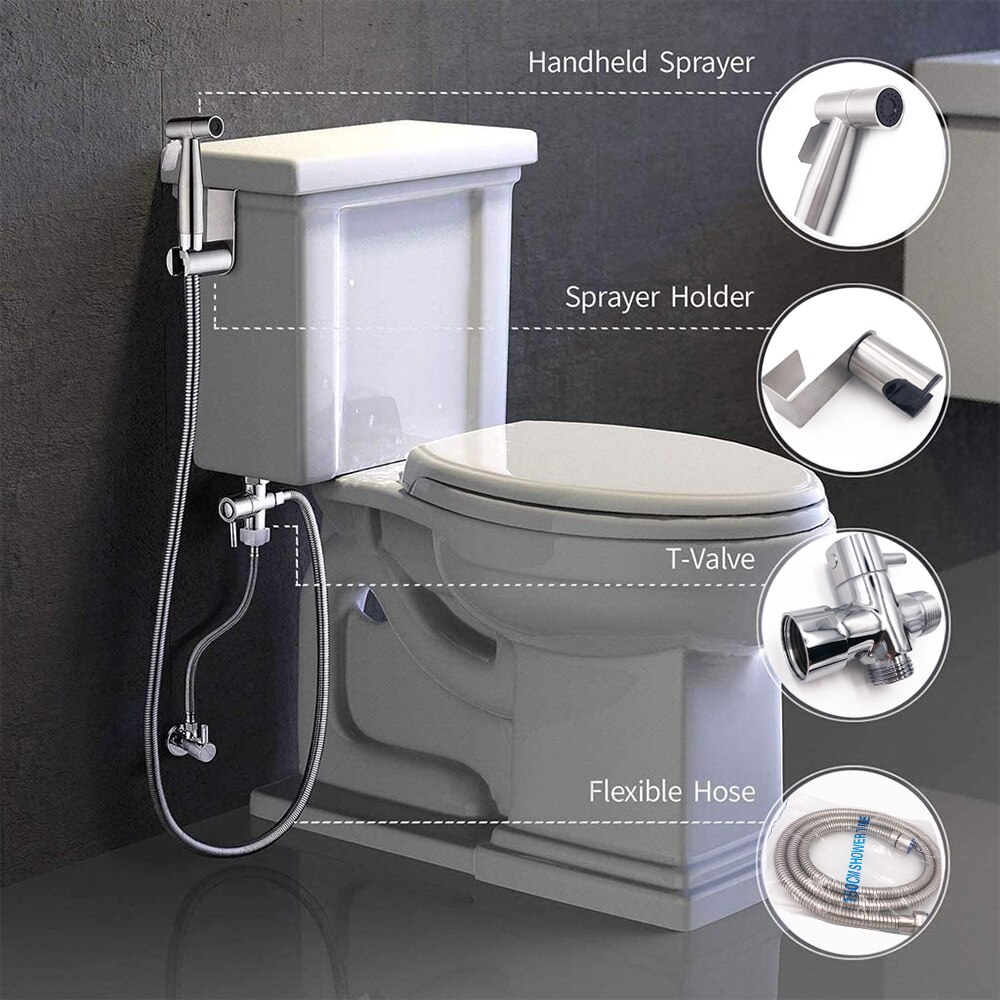 Håndholdt toalett bidet sprøyte tilbehør rustfritt stål hånd bidet kran til dårlig hånd sprøyte dusjhode (ikke et sett)