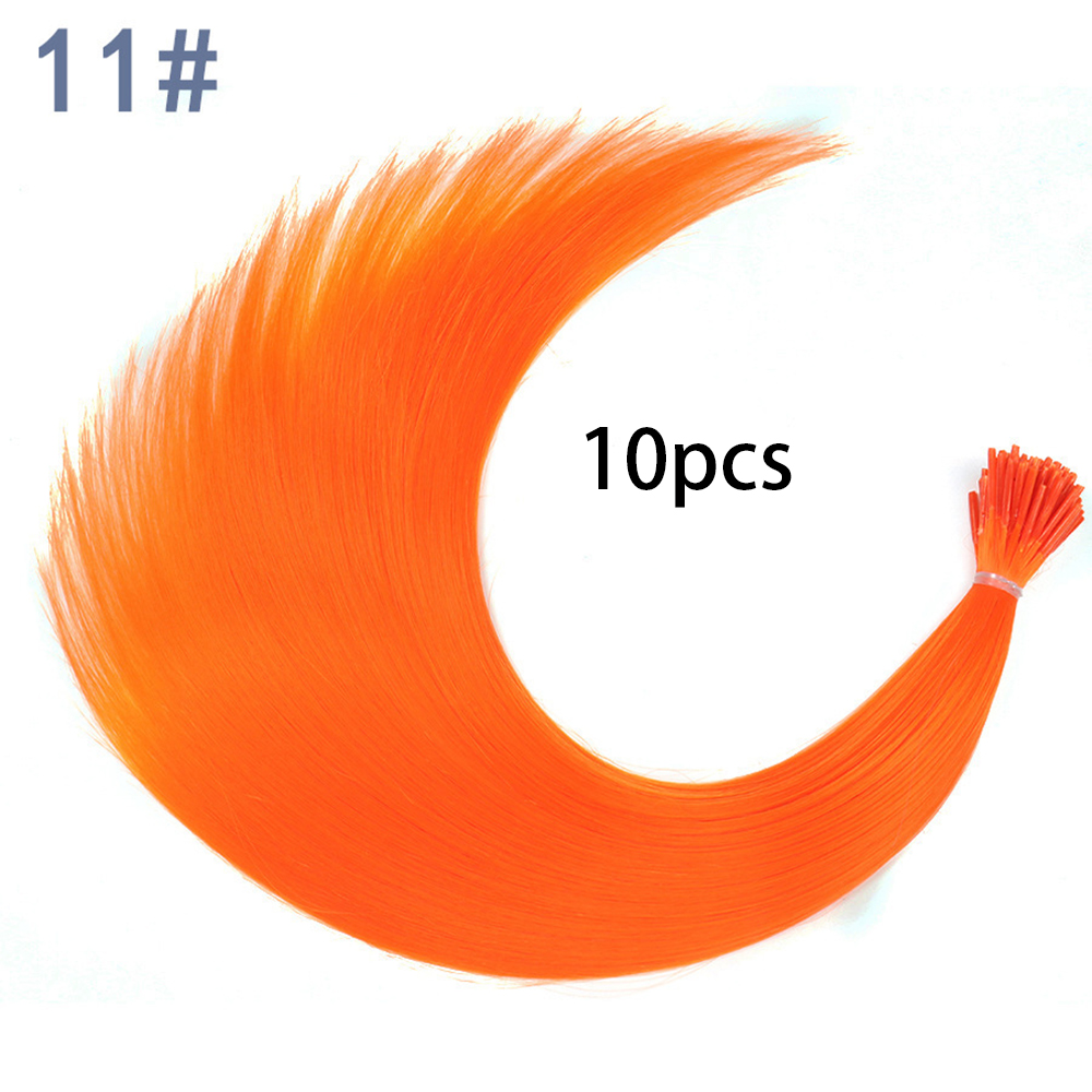 Extensiones de cabello sintético de color I-Tip Stick, pelo liso de 16 pulgadas para mujeres, alta temperatura, 10 hebras/paquete de colores: #35