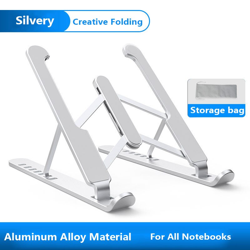 PL1 Aluminium Legierung Klapp Laptop Stand Faltbare Einstellbare Aluminium Laptop Tablette Ständer Tragbare Schreibtisch Halfter Halterungen: Silber-