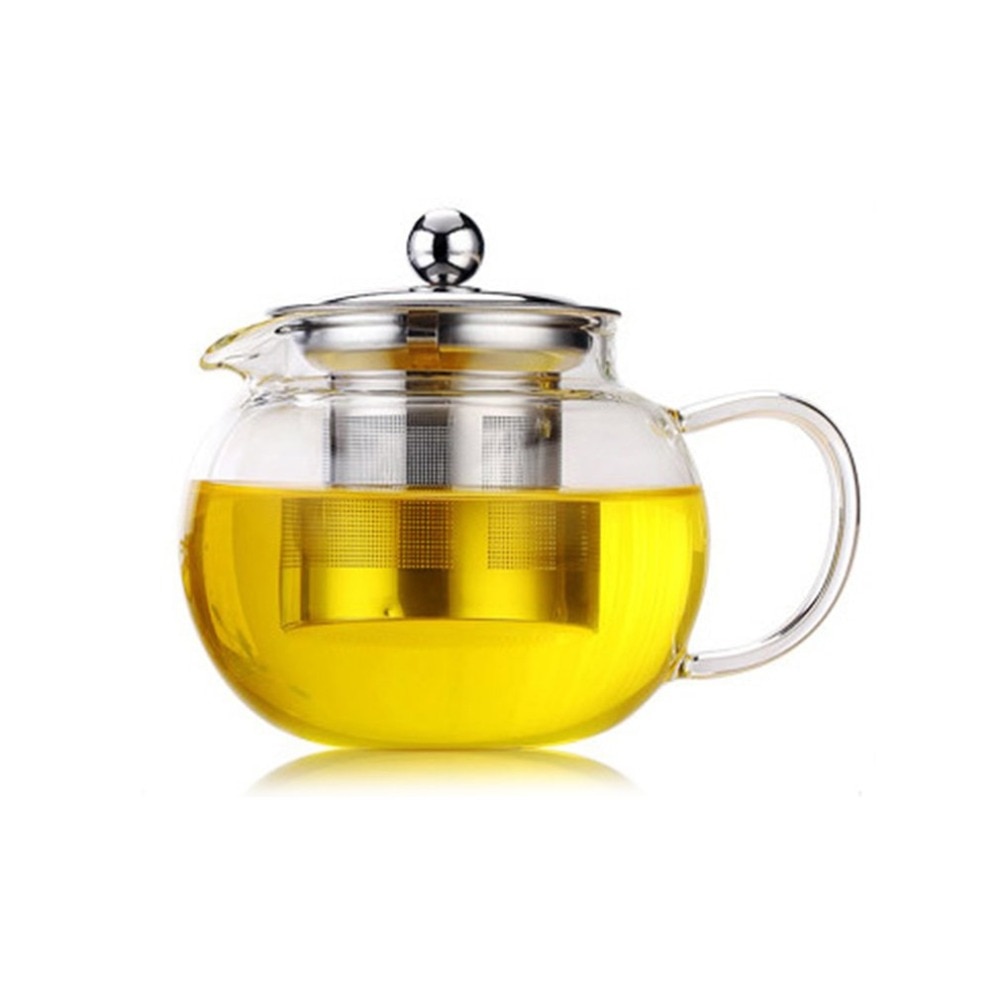 550/950/1300ml glas tekanna i rostfritt stål med infusionsfilterlock värmebeständig tekanna vattenkokare hemmakontorsuppsättning
