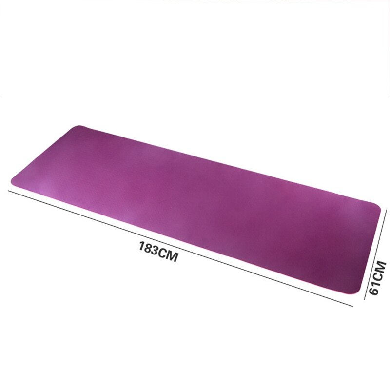 TPE Yoga Mat - 183x61cm - 6mm Thick - Non-Slip - Home Fitness Gym