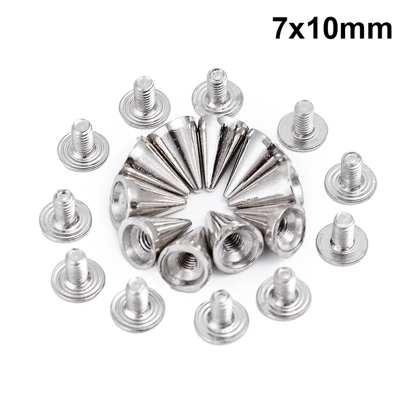 Metal Round Cone Rivets for DIY Leather Silver Cone Studs and Spikes Garment Rivet Screwback Nail Clothing Accessories: M / Antique Brass