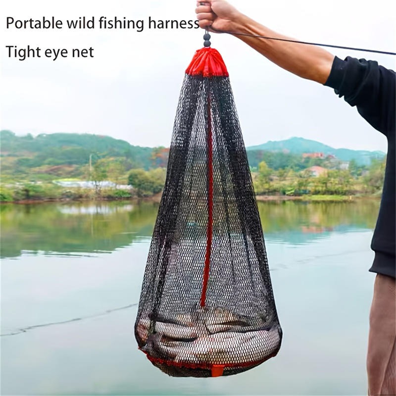 Kit de protección para peces vivos con cordón para exteriores, bolsa de red de bolsillo para peces, bolsa de red de pesca Invisible, bolsa de red de pesca para buceo