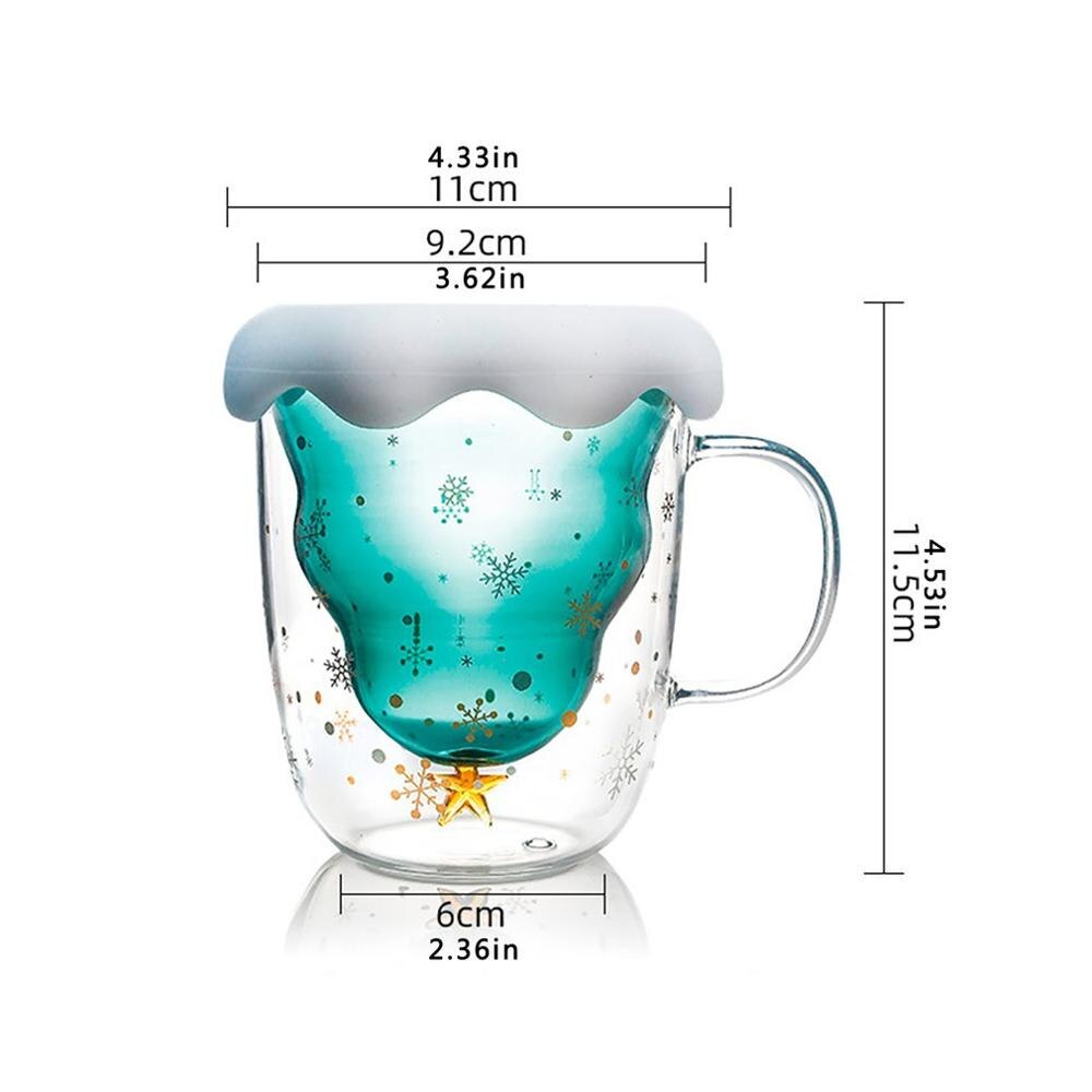 Julekop gennemsigtig dobbelt anti-skoldning glas juletræ stjerne kop kaffe kop mælkesaft kop børns jul