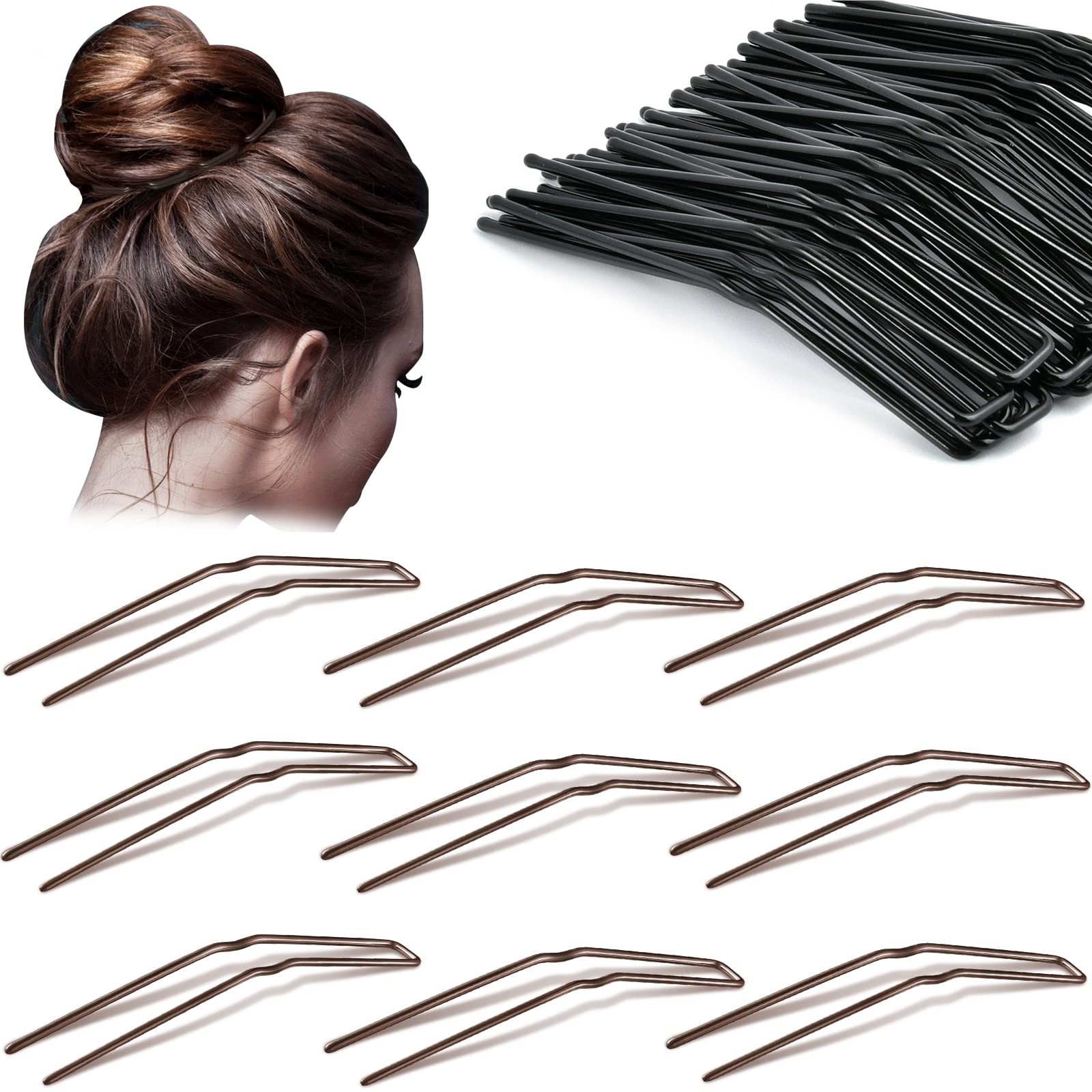 Nuevas pinzas de Metal en forma de U para el cabello, horquillas de Ballet, empuñaduras de Metal para peinar el cabello, pinzas para moño de pelo negro y marrón para mujeres y niñas