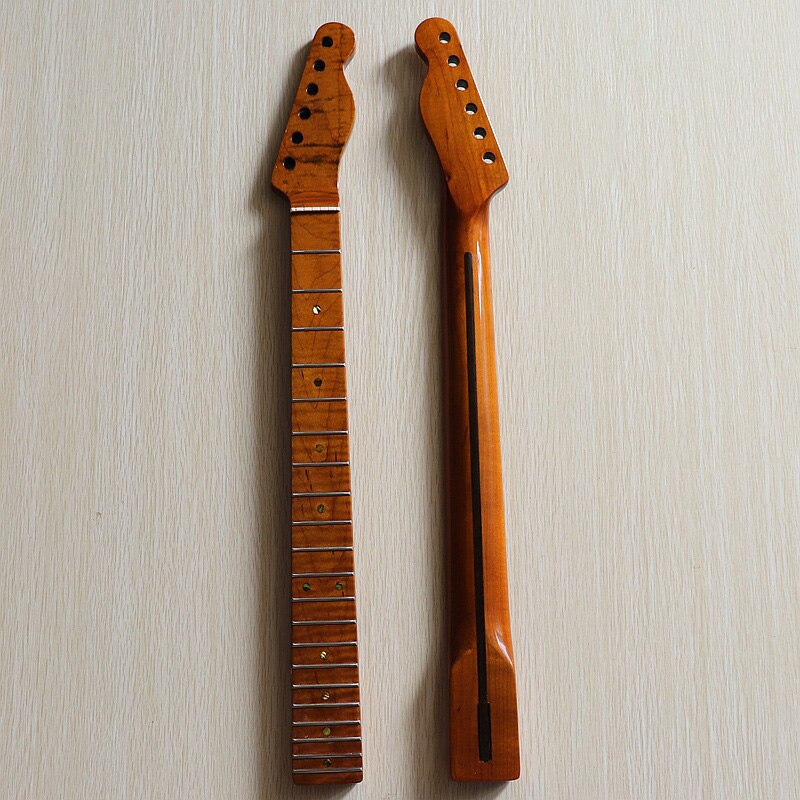Geroosterde Flame Maple Elektrische Gitaar Hals Tl 1 Stuk Canada Esdoornhout 21 Frets Tl Hals Met Middelste Lijn Tele hals: M2 Canada maple