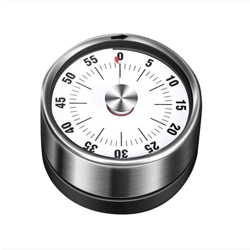 Stainless Steel Visual Timer Round Mechanical Timer 60-Minutes Cooking Timer With Loud Alarm Magnetic Clock Timer Kitchen Gadget: White