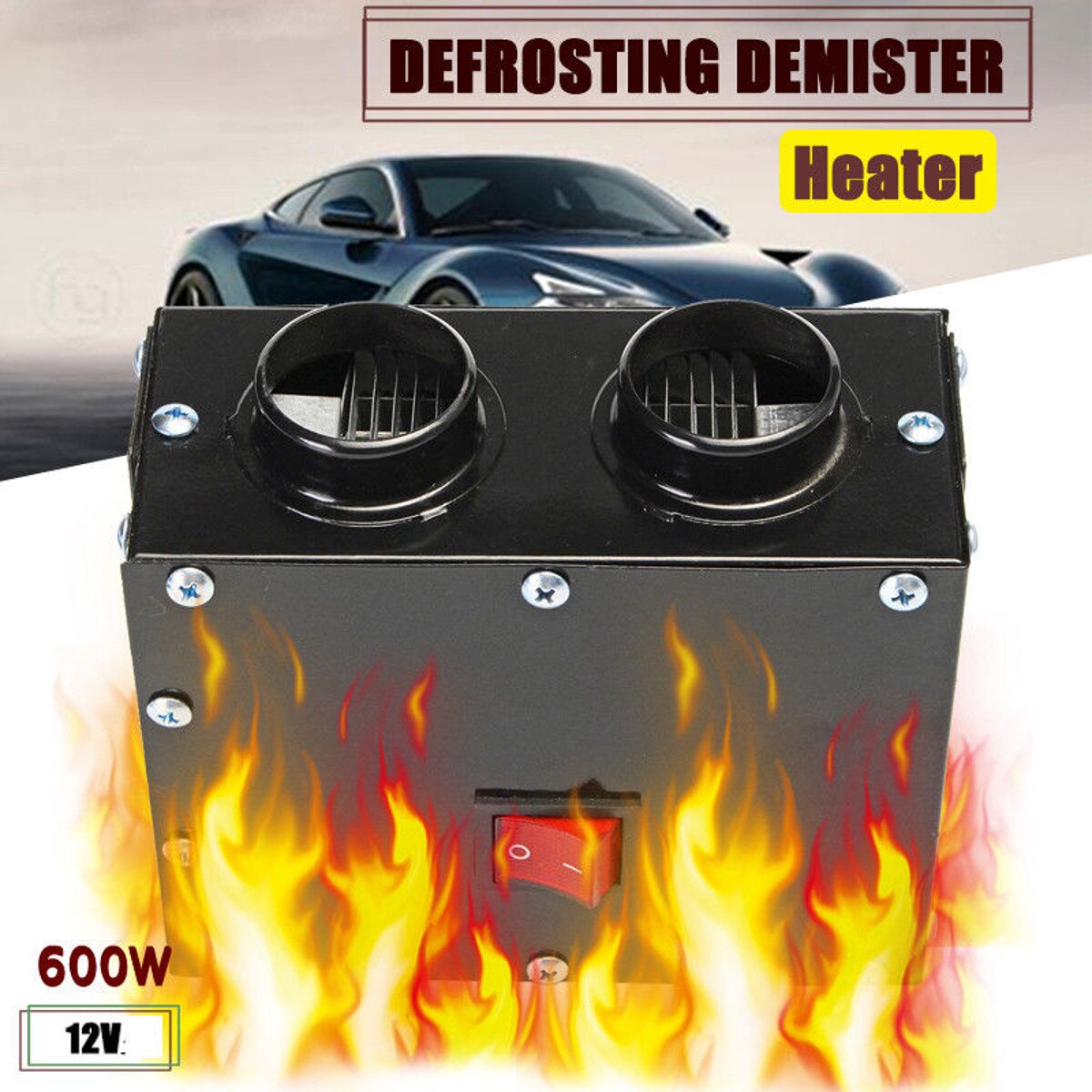 12V/24V 300W Car Fan Heater 2 Holes Heating Warmer Windscreen Defroster Demister Fan Auto Vehicle Truck Heater Defroster