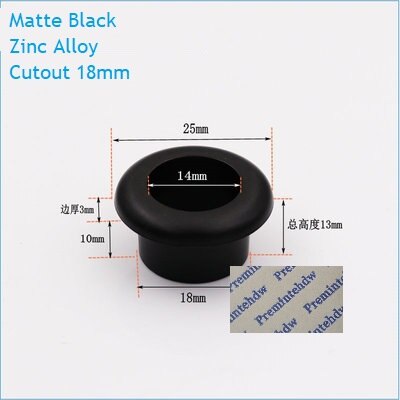 4 stk/parti mat sort krom zink plast skrivebordsbord skrivebordsgennemføring flange kabeludtag ryddeligt ledningshul dæksel pc ledningshåndtering: Zinksort 18mm
