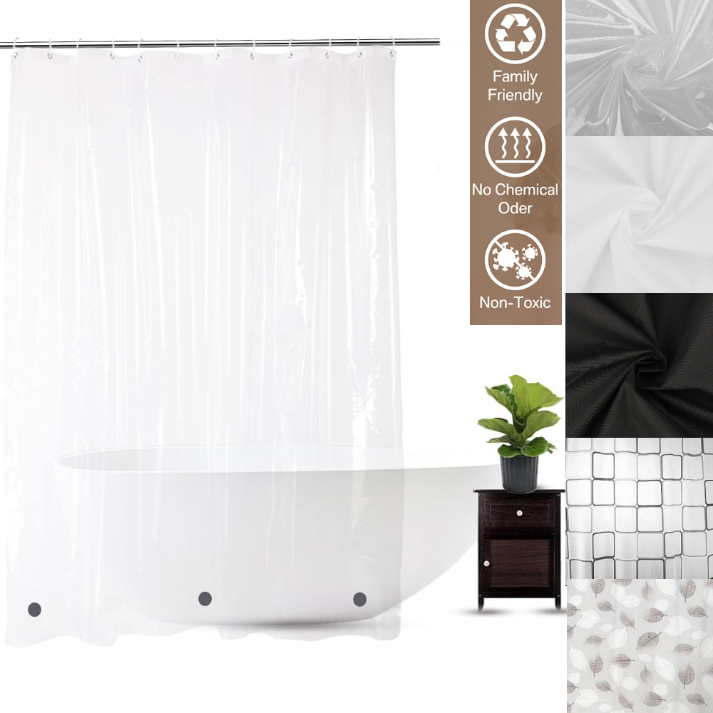 180cm/200cm Clear Shower Curtain Premium PEVA Shower Liner with Rustproof Grommets & Magnets Bathroom Waterproof Curtains ﻿