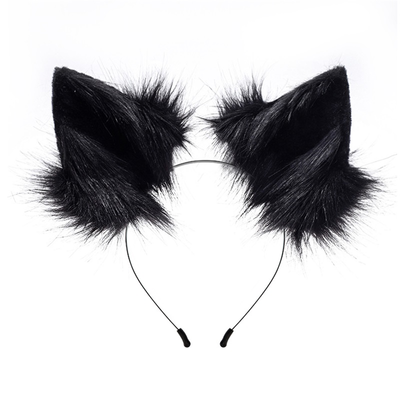 Pelztier Katze Fuchs Ohr Haarreifen Verstellbarer Halloween Kopfschmuck Cosplay Party Kostüm Requisiten Kopfbedeckung Haarschmuck: Schwarz