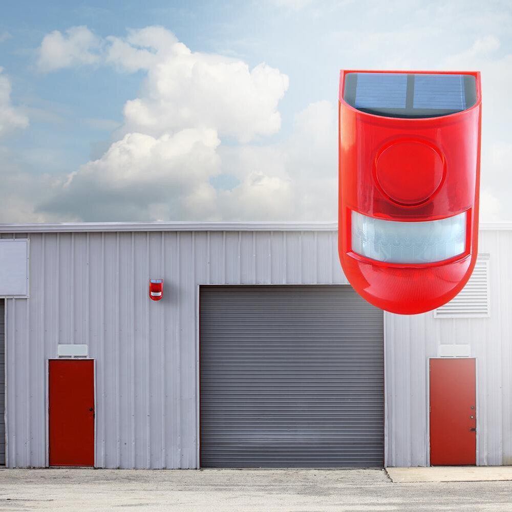 Waterproof Solar 6 LED Alarm Warning Security Anti-Theft Flashing Light Sensor Garden Lamp