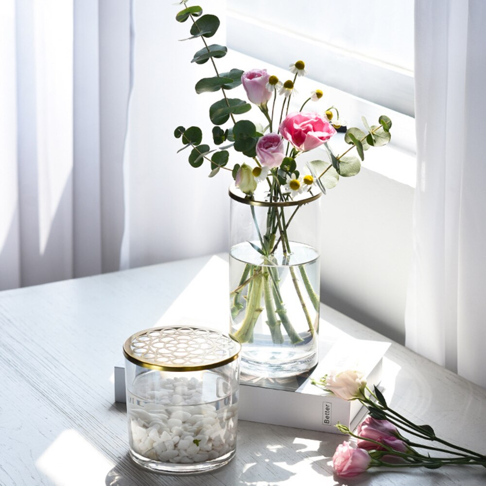Organisateur de Vases en forme de grille, ornement, décoration de mariage à la maison, multi-image, support rond de fleurs en métal