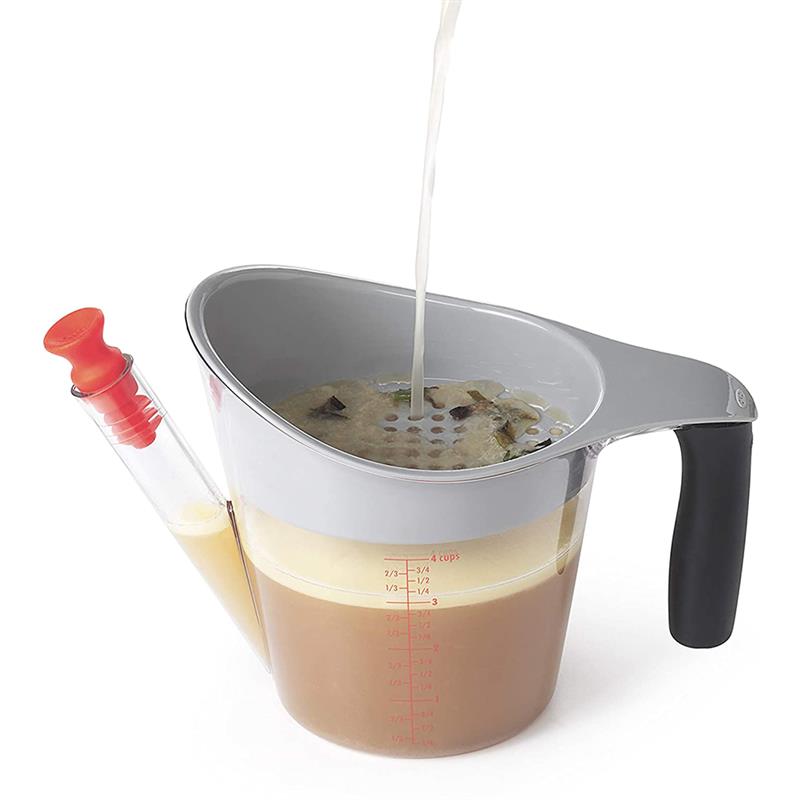 Buenos agarres multifuncionales con separador de grasa salsa taza de medición despertar olla de carne sopa colección herramientas de cocina