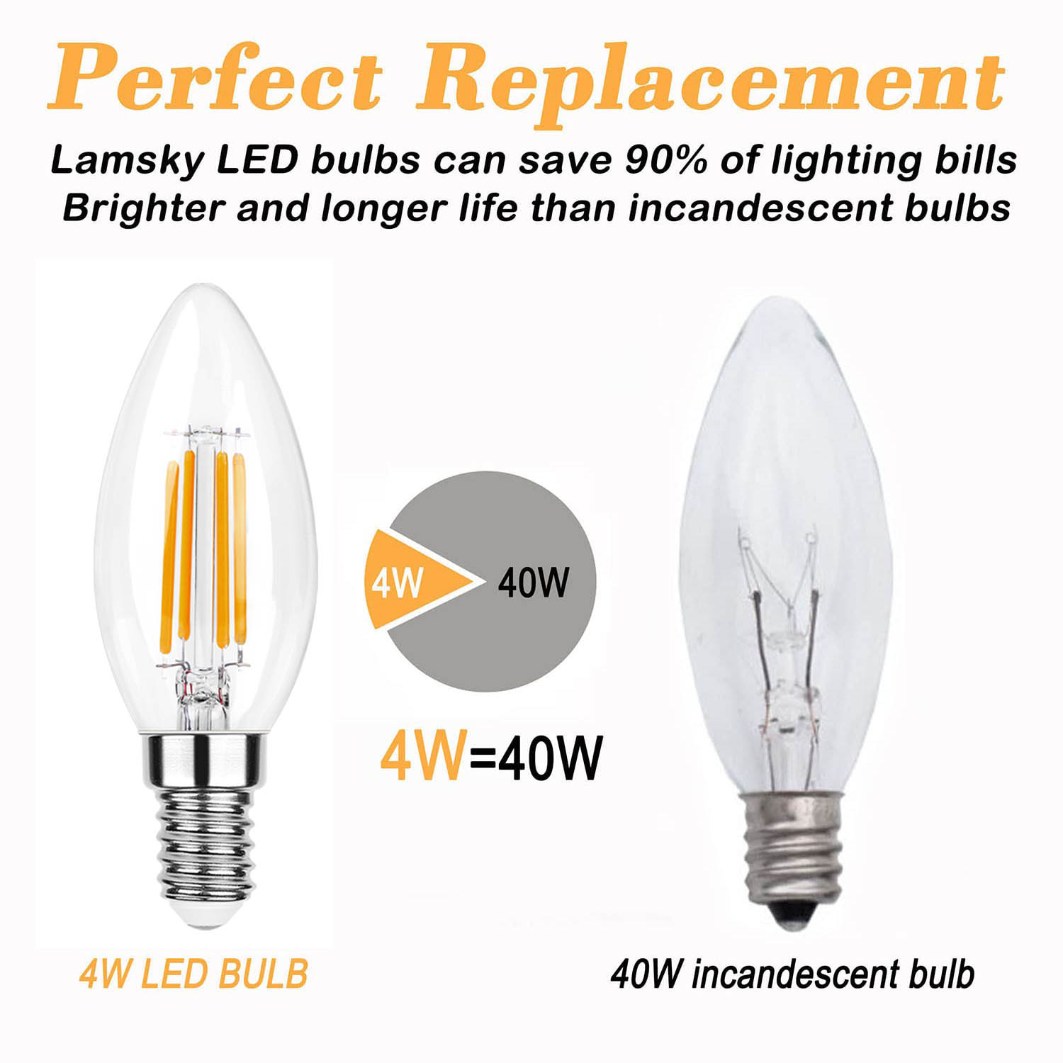 C35 4W E12 E14 candélabre ampoules LED 40 watts équivalent Dimmable 2700K blanc lustre ventilateur de plafond bougie ampoule