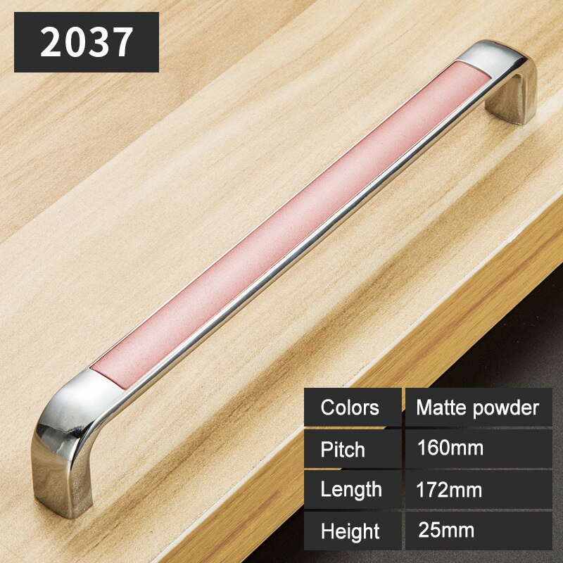 Poignée de porte moderne en argent pour meubles, pour armoires de cuisine, quincaillerie de placard en forme de cœur et de garde-robe, poignées à tiroirs roses: D