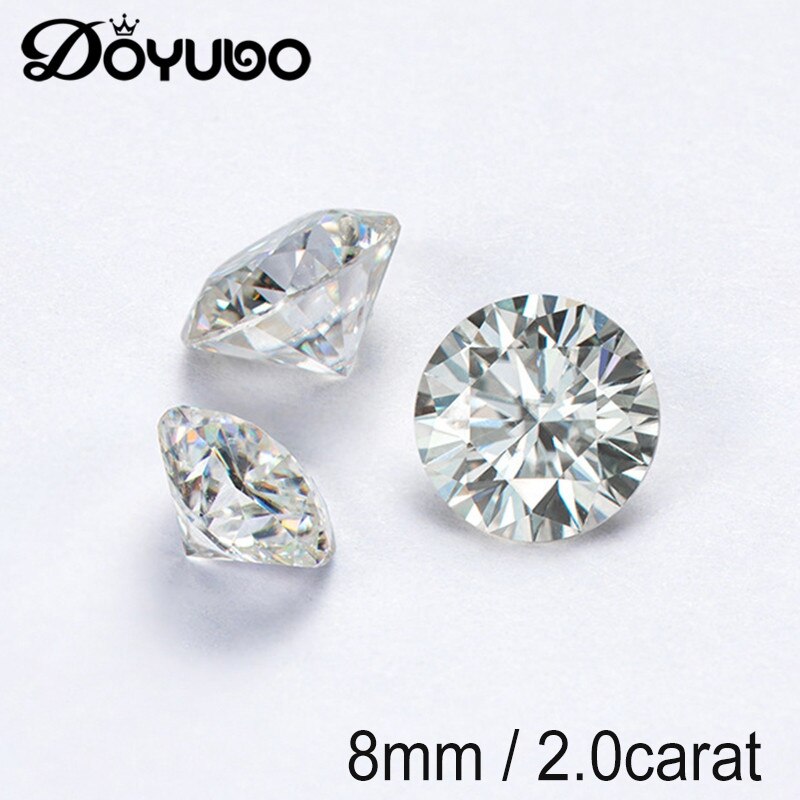 DOYUBO 8MM Echte Mosangite nackt Diamant 2,0 Karat D-Farbe Extrem Weiß Runde Mosangite Mit Gra Zertifikat X001