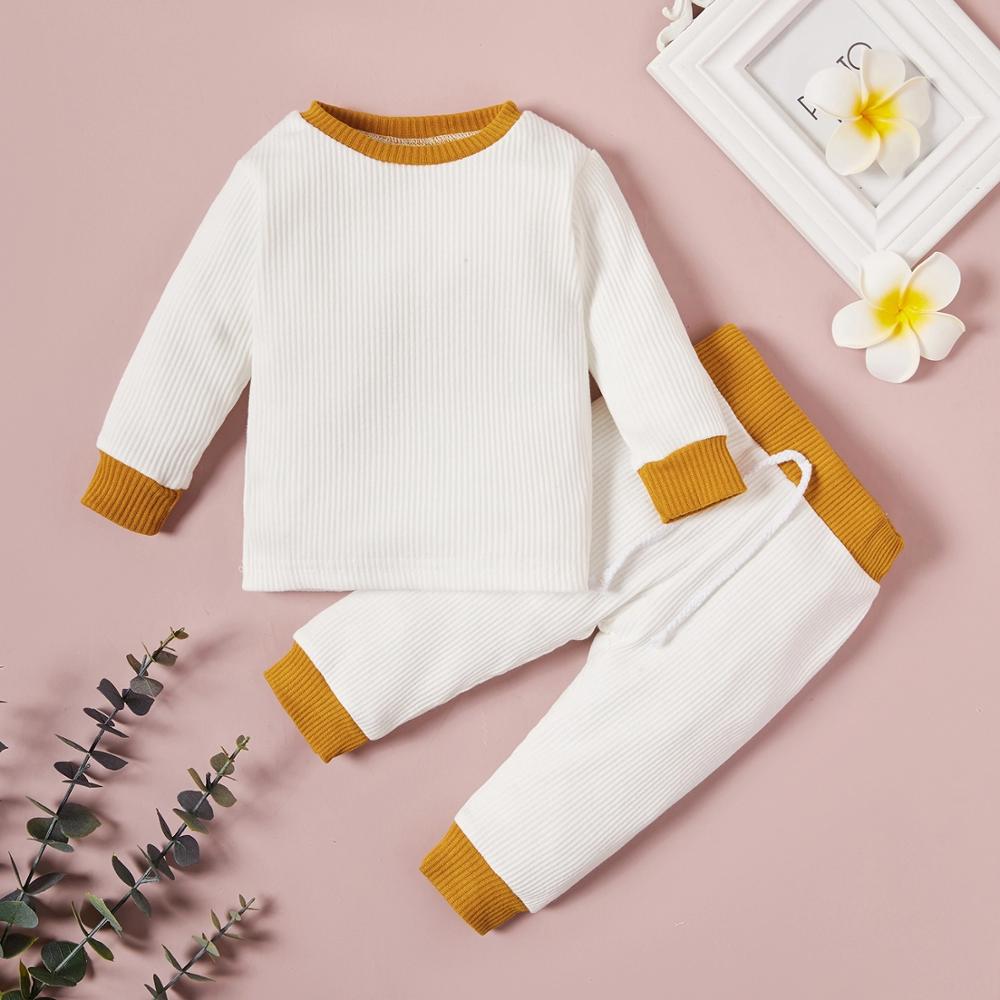 Patpat novo outono e inverno retalhos bebê menina doce do bebê conjuntos bloco de cor do bebê roupas para casa