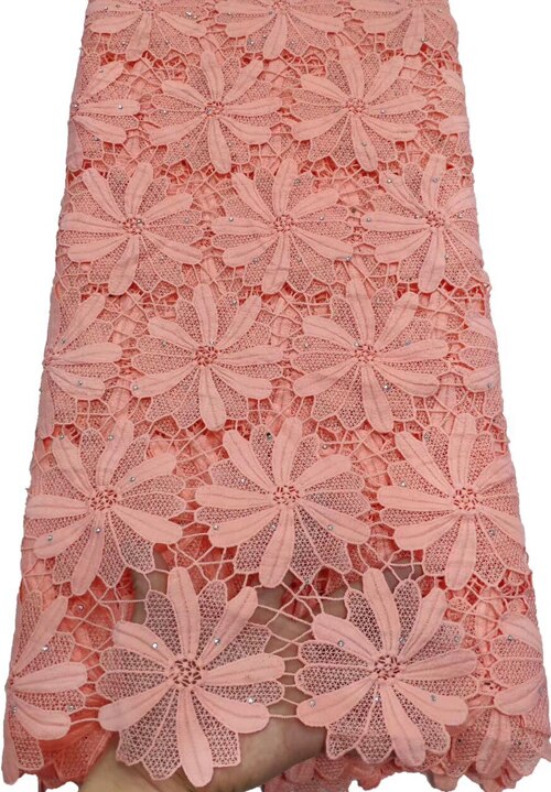 Guipure Lace Fabric Embroidery stones African Water Soluble Cord Lace Fabric for Wedding Dress YTB78 wine: AS PIC1