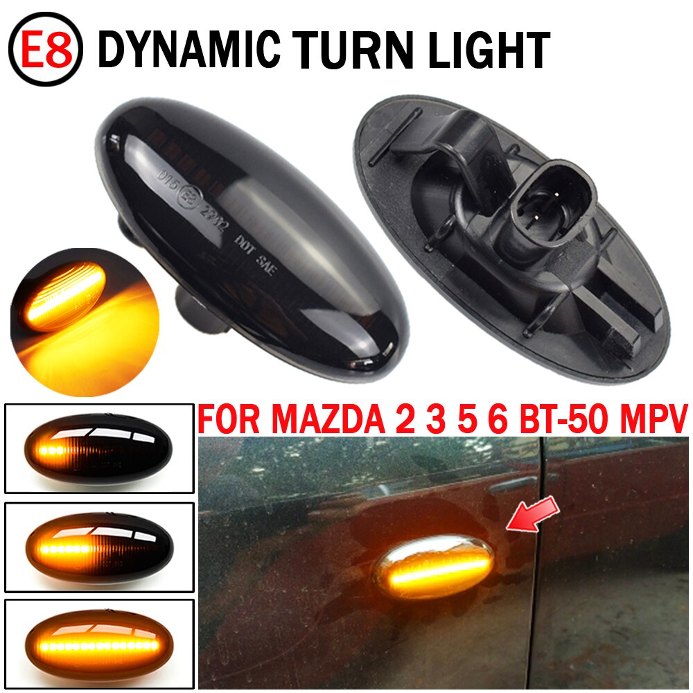 2 Pieces LED Dynamic Turn Signal Side Marker Light Sequential Blinker Light For Mazda 2 For Mazda 3 5 6 BT-50 MPV