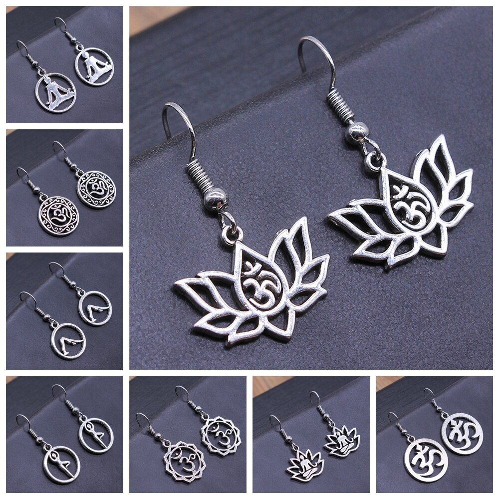 Om tecken yoga symbol örhängen yoga om symbol zen buddhism glasörhängen för kvinnor smycken