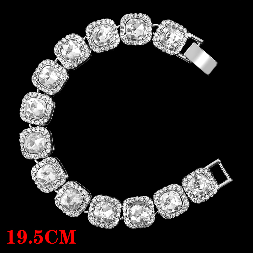 Miami Cuban Bracelets Anklet For Women Bling Full Rhinestone Paved Link Iced Out Hand Chain Jewelry Accessories: C012903SL