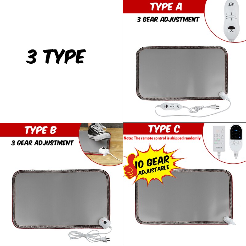 10Gears Foot Warmer Electric Heating Mat 30*50cm Waterproof Heater Pad Winter for Home Office Pet Thermostat Warming Tools