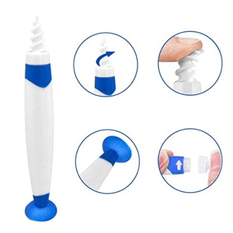 Portable Ear Cleaner with 16 Replacement Heads Suction Cup Spiral Spoon Earwax Removal Tool Easy Grip Cleaning Machine