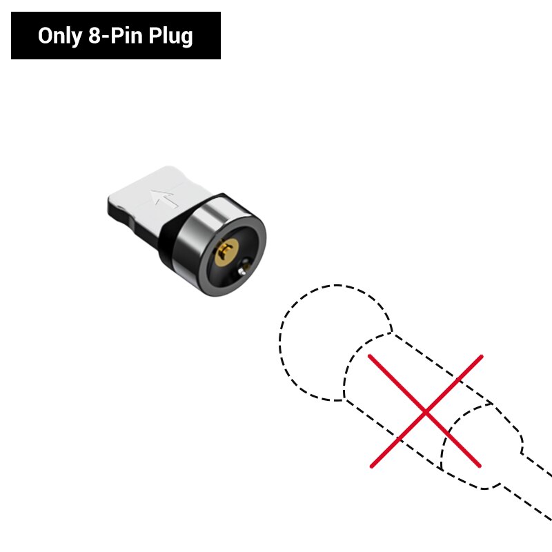TOPK AM28 360 grad Drehen Magnetischer Micro USB Typ C Kabel LED Magnetic Charging Kabel für iPhone 11 Xs Max X 8 7 6: Only 8Pin Plug