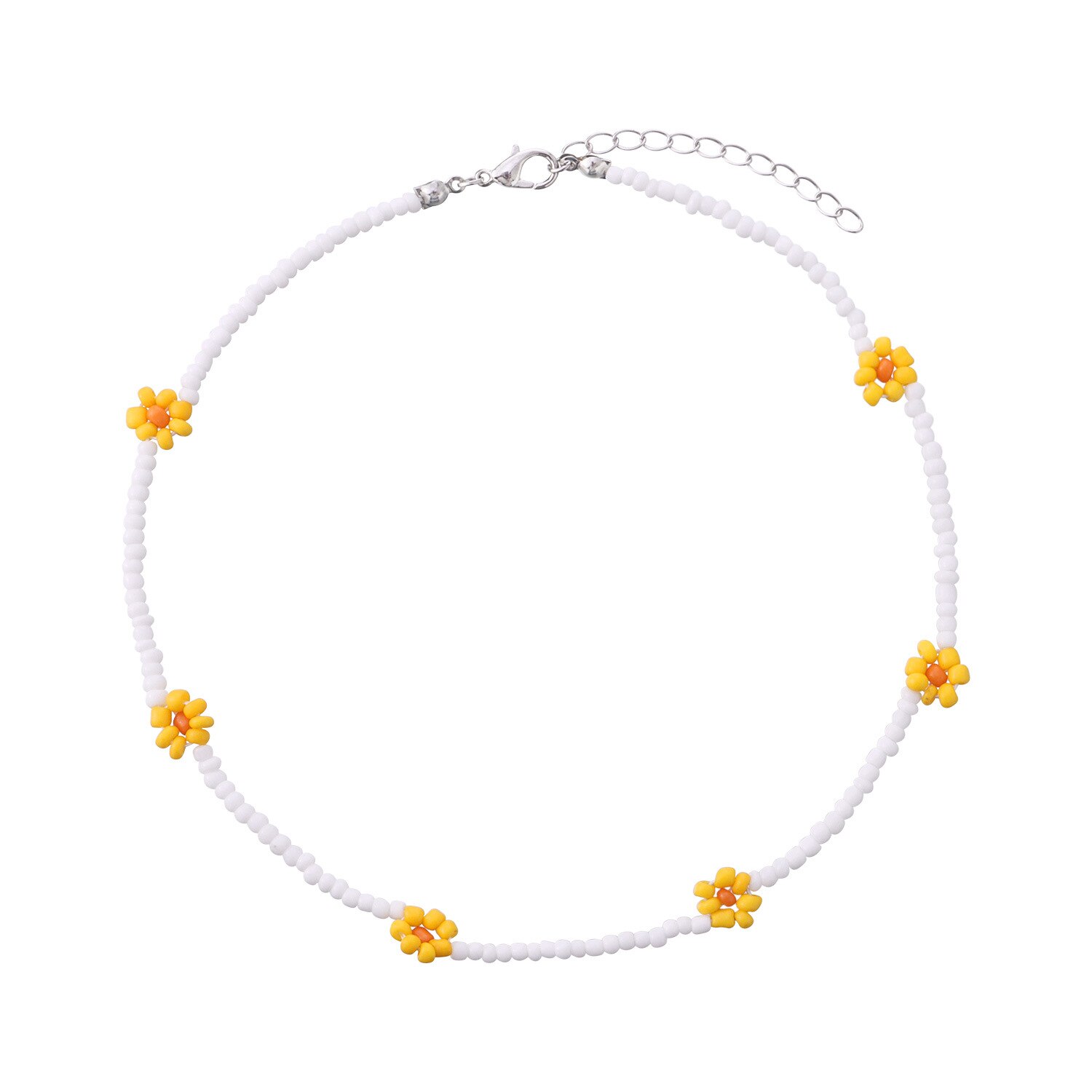 Bohemian Blauw Wit Zaad Bead Bloem Choker Ketting Statement Korte Kraag Sleutelbeen Keten Ketting Voor Vrouwen Sieraden: ZWXL1450-7