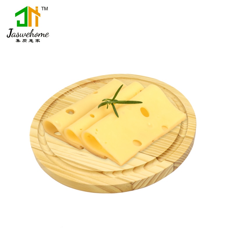 Jaswehome cheese boards pine wood round cutting board solid wood chopping block chopping board with juice groove