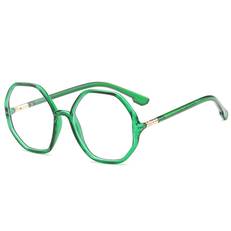 ¡Novedad de ! Gafas poligonales lisas, con luz azul montura de gafas, gafas de gran personalidad retro a la para hombres y mujeres: green