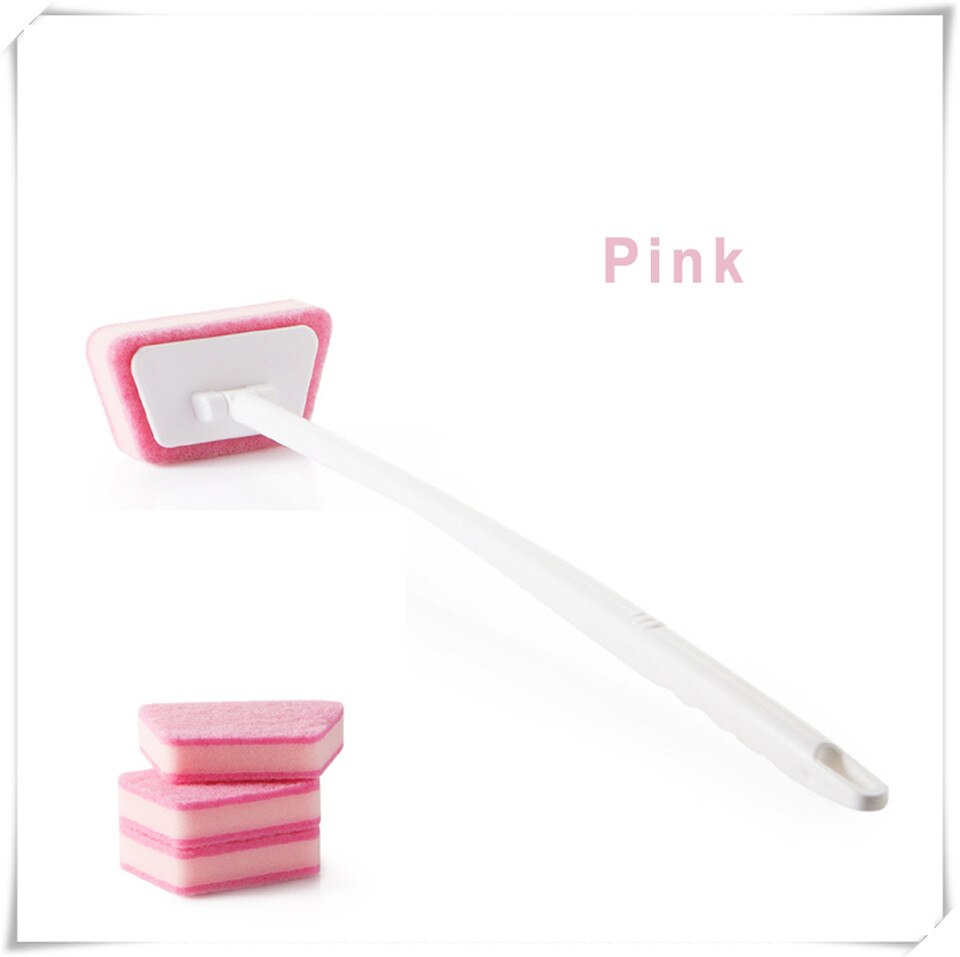 Msjo conjunto de escova para banheira, conjunto com escova para limpeza de azulejo, banheiro, esponjas de limpeza, cabo longo, furacão, esponja de limpeza: Bathtub brush Pink