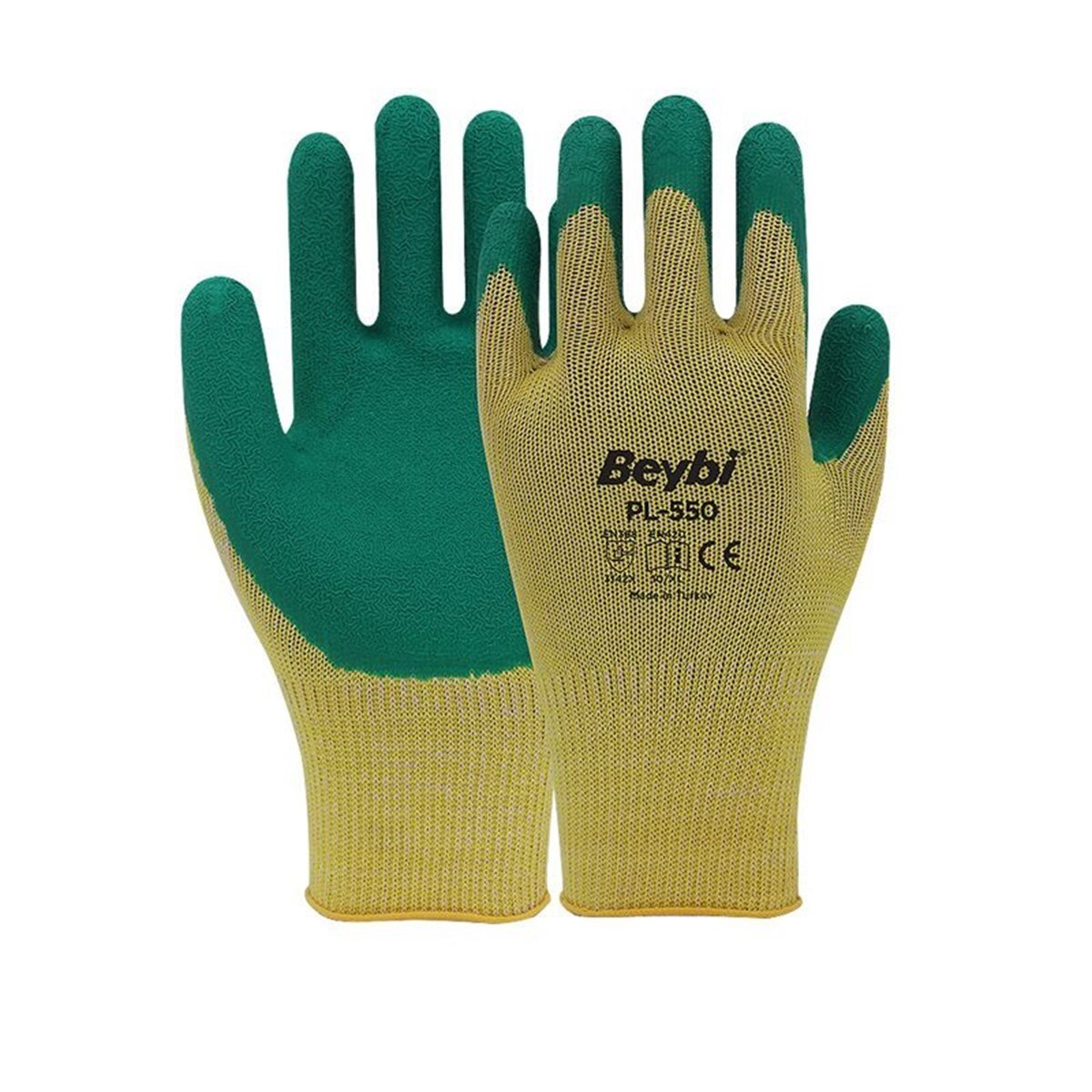 Beybi PL-550 Tricoté Vert Vitrier Gants 5 Pièces, PL550 POLYESTER TRICOTÉ GANTS EN LATEX
