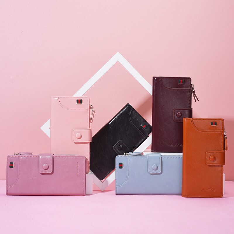 Newhotstacy – pochette portefeuille longue pour femmes, sac multifonctionnel pour téléphone portable, fermeture éclair, sac à cartes, 110619