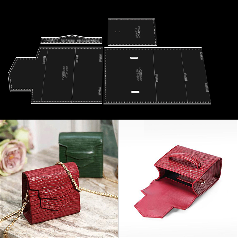 Borsa quadrata in pelle da donna modello acrilico borsa a tracolla modello stampo borsa in pelle Design disegno fai da te in pelle artigianato cucito Stenci