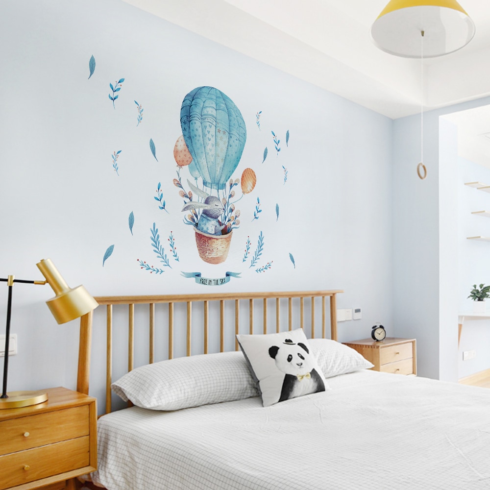 Tegneserie dyr kanin luftballon børn wallsticker klistermærker babyværelse dekoration vinyl tapet dejligt vægmaleri nordisk stil