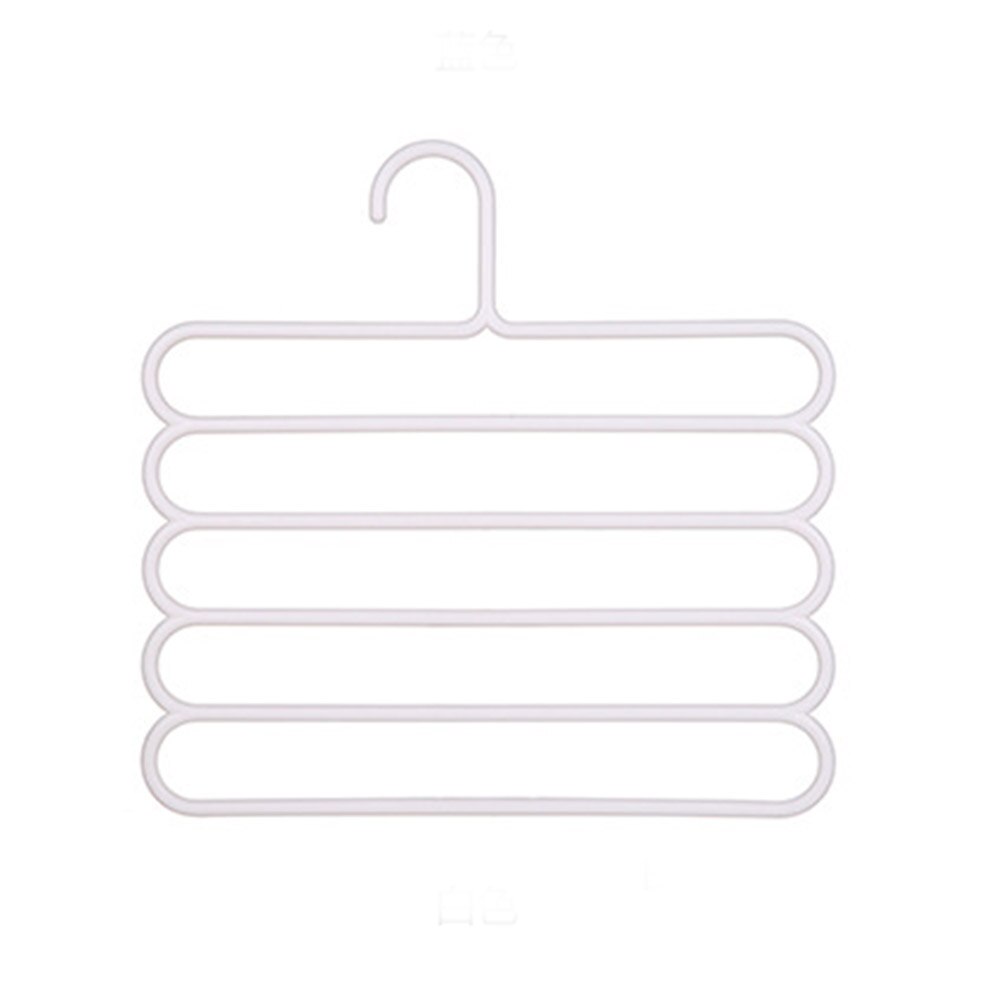 5 layers Clothes Hangers Multi-Function Storage Hangers Plastic 5-Layer Drying Rack Pants Rack Storage Tie Belt Towel Holder: White