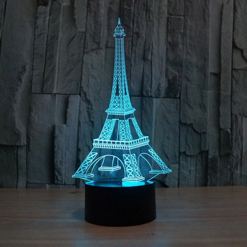 3D acrylique tour Eiffel veilleuse lampe charge luna lumière meilleur noël anniversaire rond lumière