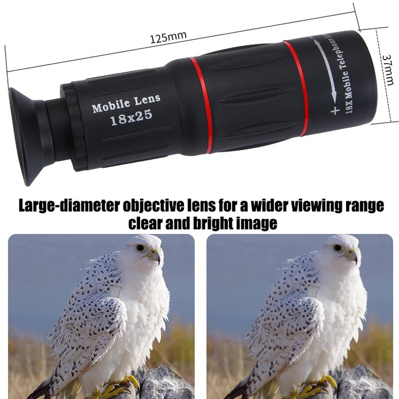 18x25 Monocular Zoom HD Optical Cell Phone Lens Universal Observing Survey 18X Telephoto Lens With Tripod For Smartphone