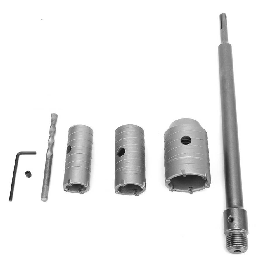 30/40/50mm Carbide Tip Hole Saw Drill Bit Set with 350mm Long Shaft with Wrench for Brick Concrete Wall Air Conditioning Vents